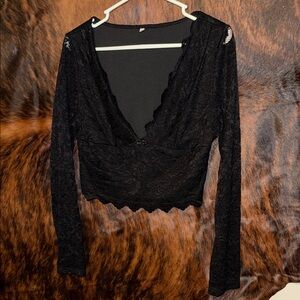 Black lace cropped top
